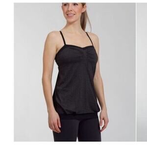 Lululemon Tank Top Womens Size‎ 4 Black Gray Pure Focus Adjustable Straps Gym